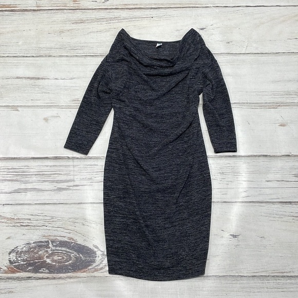 Old Navy Dress Maternity Grey Black Cowl Neck Stretch Size Medium - Picture 1 of 11